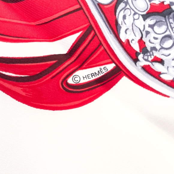 NWT Hermes Scarf "Brides de Gala" in Red/White - Picture 4 of 9